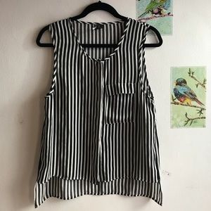 Stripe Black and White Button Blouse